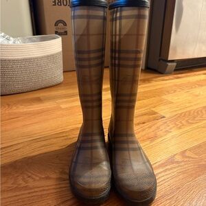 Authentic Burberry Plaid Knee-High Rain Boots